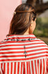 Red Mirror Embroidered Stripe Shirt